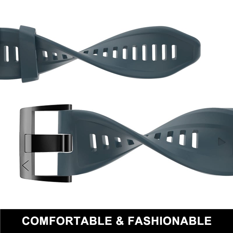 OVERSTEP Compatible with Fenix 7 Watch Band, 22mm Width Soft Silicone Watch Strap for Garmin Fenix 5/Fenix 5 Plus/Fenix 6/Fenix 6 Pro Smartwatch (Lake Blue) - Image 4