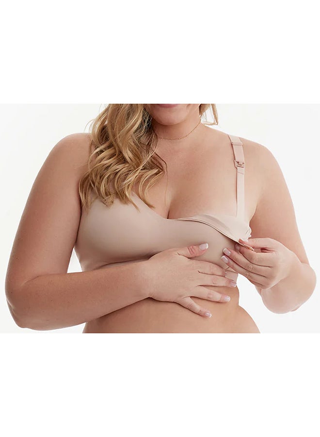 Momcozy Smooth - Ultra Soft And Omni Maternity Nursing Bra - YN21 - Oyster Pink/Beige XL  - Image 3