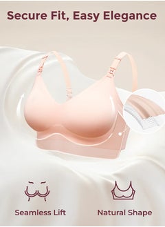Momcozy Smooth - Ultra Soft And Omni Maternity Nursing Bra - YN21 - Oyster Pink/Beige XL  - Image 4