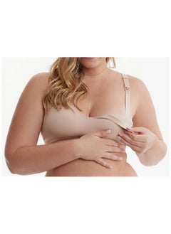 Momcozy Smooth - Ultra Soft And Omni Maternity Nursing Bra - YN21 - Oyster Pink/Beige XL  - Image 5