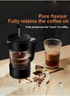 Bolivia's French Press Coffee Maker Coffee Tea Kettle 1 Liter Insulated Piston Tea Pot Cafetiere Coffee Cup with Filter 304 Stainless Steel Borosilicate Glass Coffee Press Durable Heat Resistant (1000ML, 34 OZ)  - Image 3