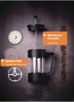 Bolivia's French Press Coffee Maker Coffee Tea Kettle 1 Liter Insulated Piston Tea Pot Cafetiere Coffee Cup with Filter 304 Stainless Steel Borosilicate Glass Coffee Press Durable Heat Resistant (1000ML, 34 OZ)  - Image 4