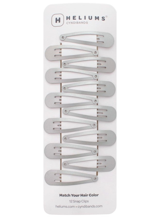 Heliums Snap Hair Clips for Women - Silver Gray - 2 Inch Metal Barrettes for Thin Hair and Kids, Neutral Colors - 12 Count - Image 1