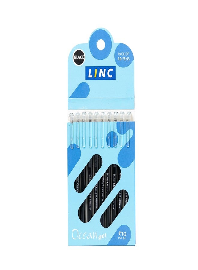 Linc Ocean Classic 0.55mm Gel Pen | Black Ink | Set Of 10 - Image 1