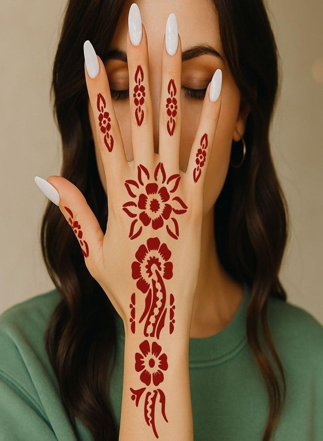 ORDERSHOCK Traditional Combo Mehndi Stencil Sticker For Front And Back Hand - Image 3