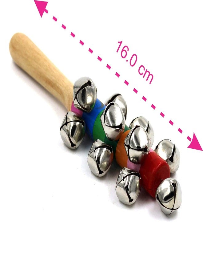 Neotea Colorful Wooden Rainbow Baby Handle Jingle Bell Rattle Toys | Set of 2 | Round Face Jhun Jhuna Rattles for Kids & Toddlers | Vibrant Colors | Safe & Fun Playtime | Color May Vary - Image 5