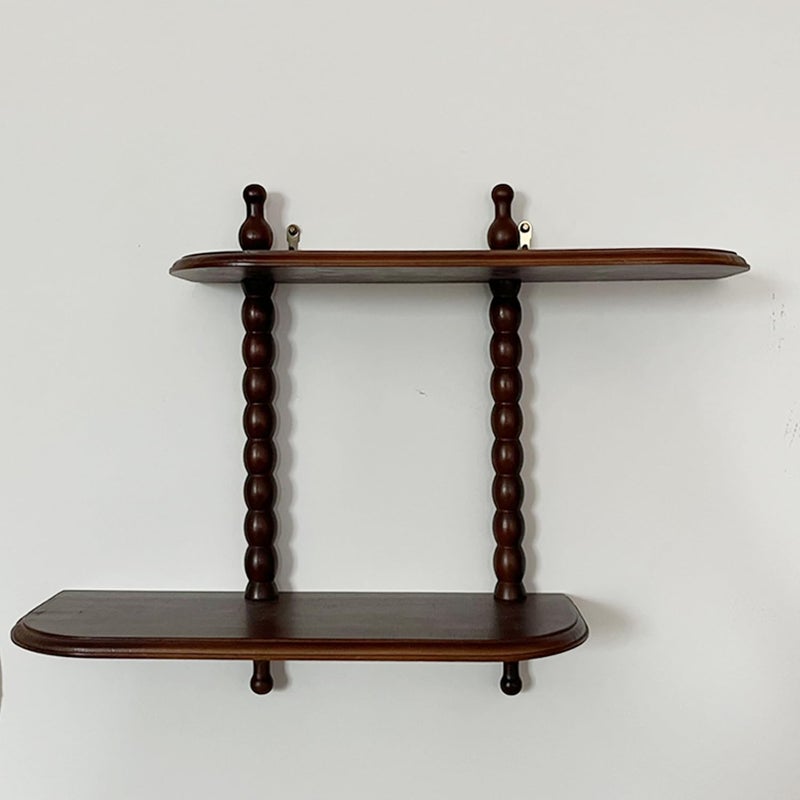 FRIADE 2-Tier Wall Mounted Floating Shelf with Two Roman column ,Decorative Display shelf for Entrance,Bathroom, Bedroom, Living Room, Kitchen,Office (Dark Brown) - Image 3