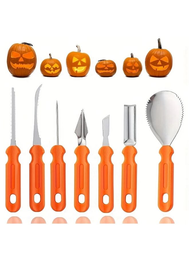 7pcs Professional Heavy Duty Stainless Steel Pumpkin Carving Kit Halloween Christmas - Image 2