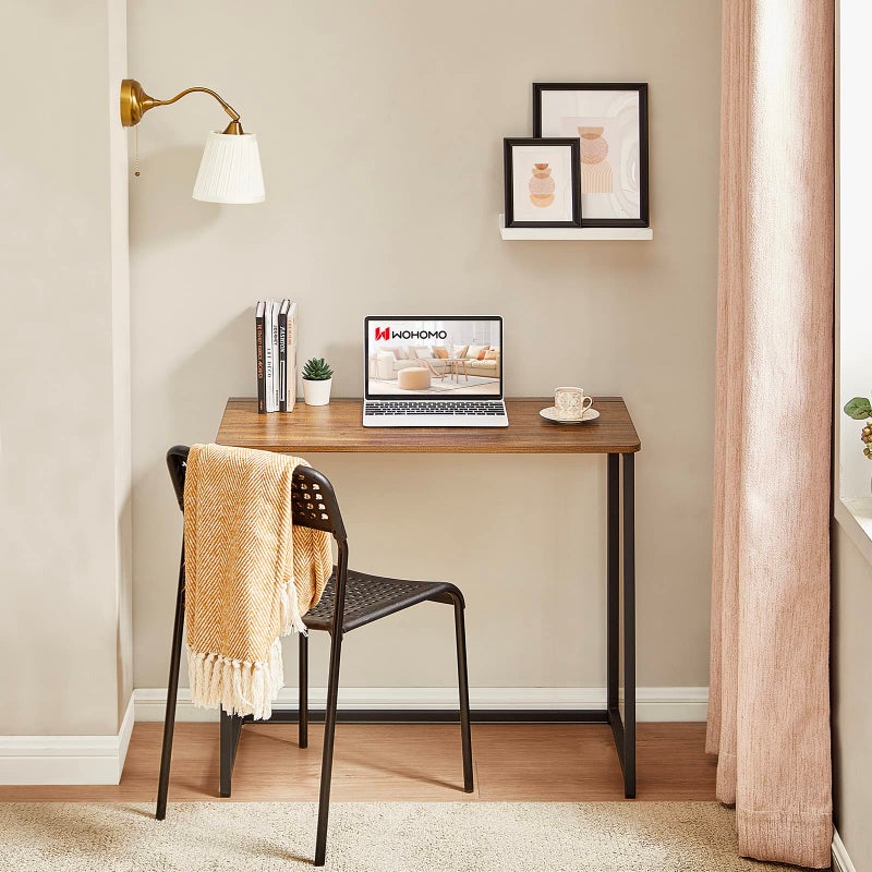 WOHOMO Folding Desk for Small Spaces, 31.5 Inch Foldable Computer Desks, Small Desk for Home Office, Study, Bedroom, Space Saving Writing Work Computer Table, Easy to Fold, Rustic Walnut - Image 3