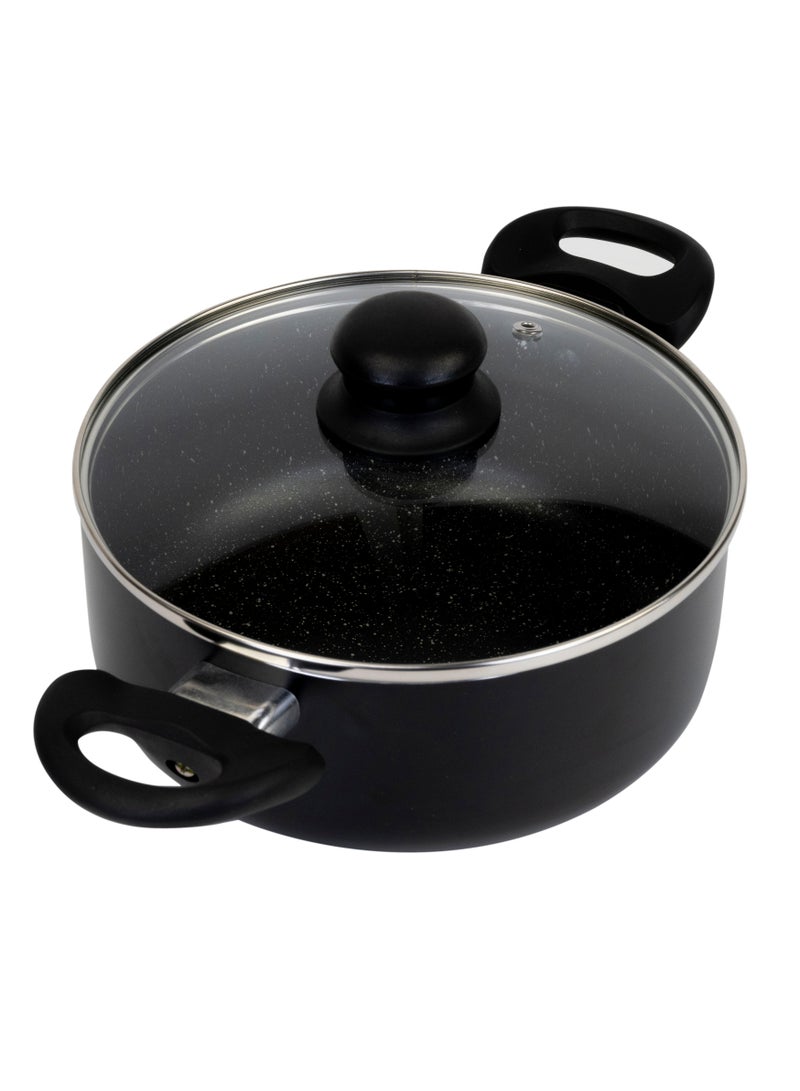 Wilson Casserole With Glass Lid Durable Marble Coating, Aluminium Construction, Nonstick Dish For Gas Induction & Ceramic Hobs Induction Bottom 26 x 12cm - Image 1