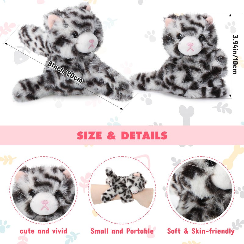 Liliful 8 Pack Kids Plush Gifts Easter Stuffed Animal Cat Slap Bracelets  8 Inch Class Prizes Toys Wrist Band Cute Snap Bracelet Birthday for Boys Girls Child Pet Adoption Party FavorsKittens - Image 3