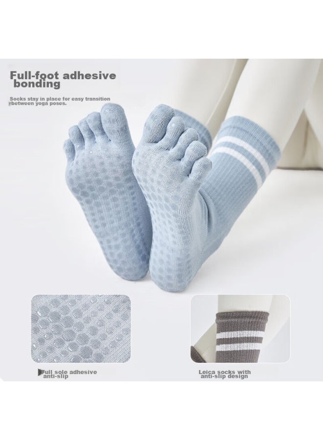 XUEXIMAN Xueximan Yoga Socks For Women, Professional Non-slip Mid-calf Five-toe Socks, Pilates Socks, Sports Anti-slip Specialized Fitness Socks  - Image 4