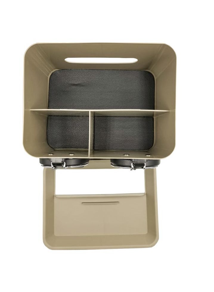 موب منظم صندوق تخزين مسند ذراع السيارة متعدد الوظائف ، حامل مشروب في السيارة ، حامل أكواب MOB بيج مع فضي - Image 5
