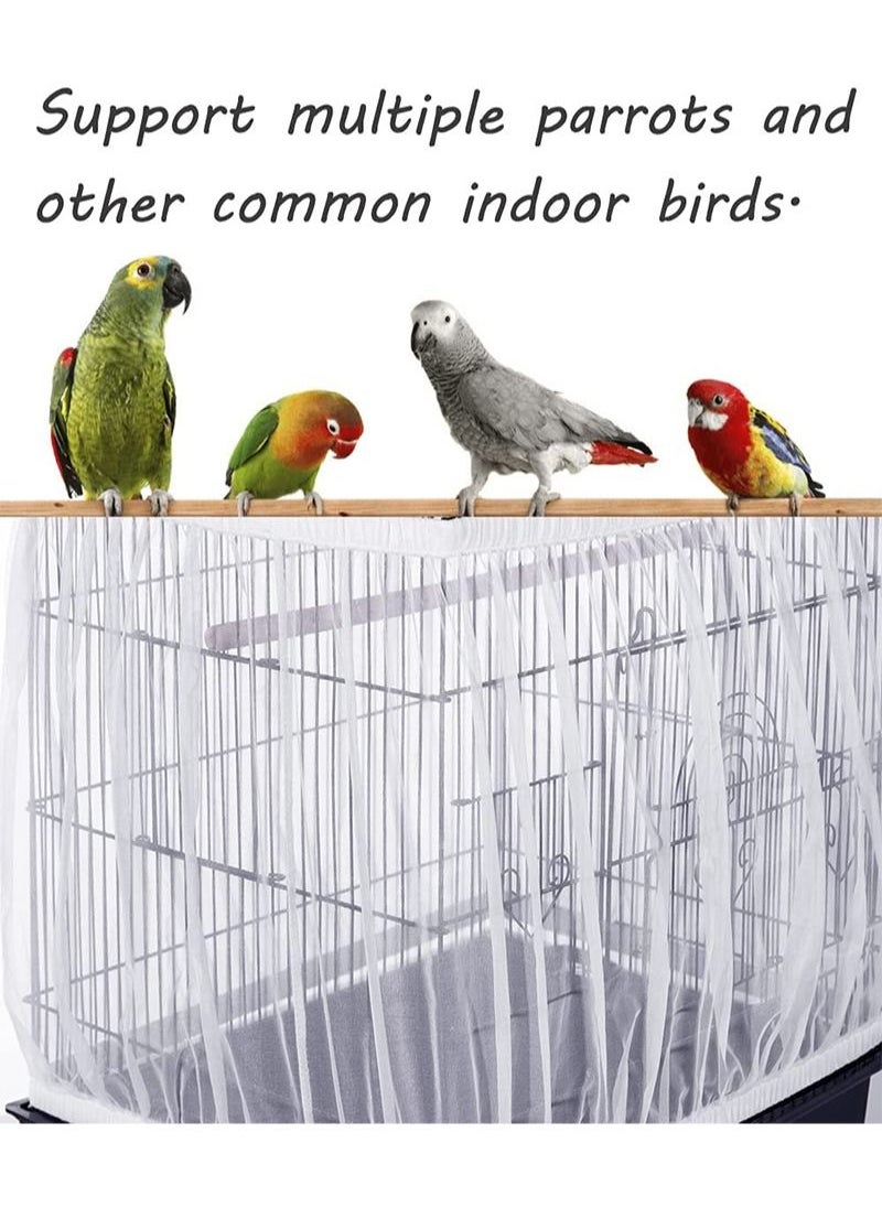 Aikanbo - Bird Cage Seed Catcher,Adjustable Bird Cage Net Cover Birdcage Seed Feather Catcher Soft Skirt Guard Birdcage Nylon Mesh Netting for Parrot Parakeet Macaw Round Square Cages,Prevent Scatter and Mess - Image 1