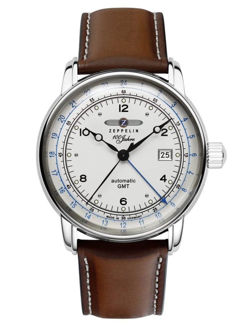Zeppelin Leather 100 Years Ed. 1 Date|Dual Time|Gmt Analog Dial Color Silver Men'S Watch - 86661 - Image 1