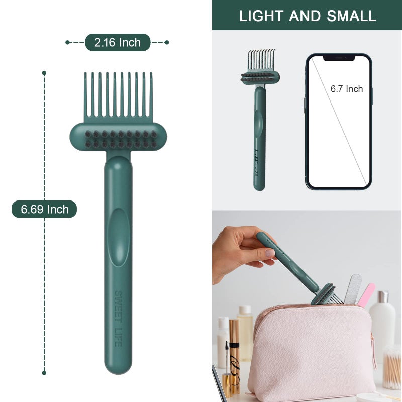 RHOS 2-in-1 Hair Brush Cleaner and Remover Tool - Comb for Removing Hair and Dust, Suitable for Home and Salon Use (1 Pack-Green) - Image 2