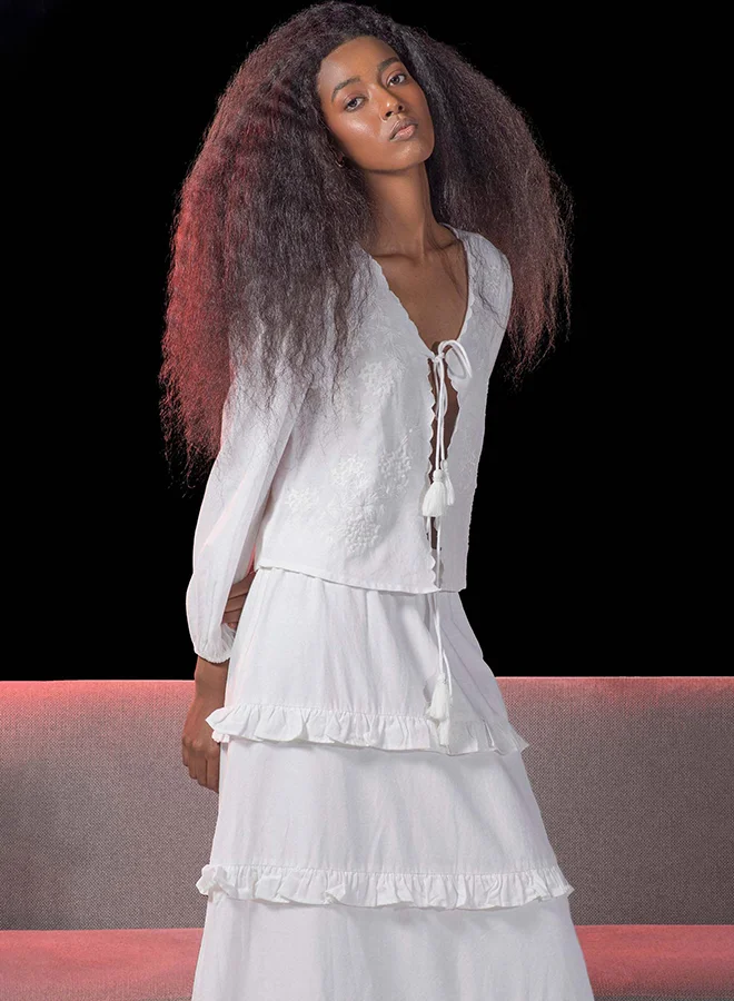 Virgio VIRGIO 100% Viscose Top Tie-Up Style With Embroidery