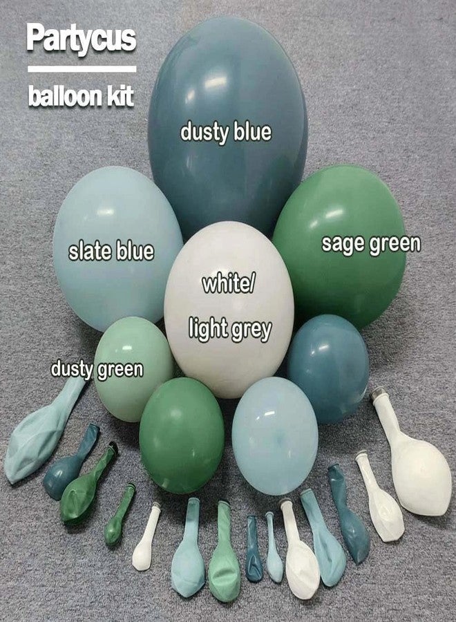 Partycus Dusty Blue Green Balloon Arch Kit Double Stuffed Sage Dusty Green White Matte Balloon Garland Slate Blue Teal Latex Balloons for Baby Shower Birthday Neutral Bridal Wedding Party Decoration - Image 3