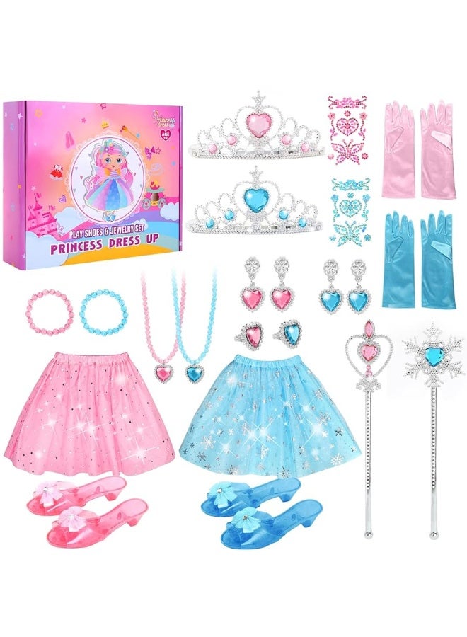 Biange Princess Dress Up Clothes and Jewelry Boutique, Toys for Little Girls, Princess Costumes Gifts with Shoes, Dresses, Tiara, Necklaces, Gift Set for Toddler Girls Age 3 4 5 6 7 Years Old - Image 3