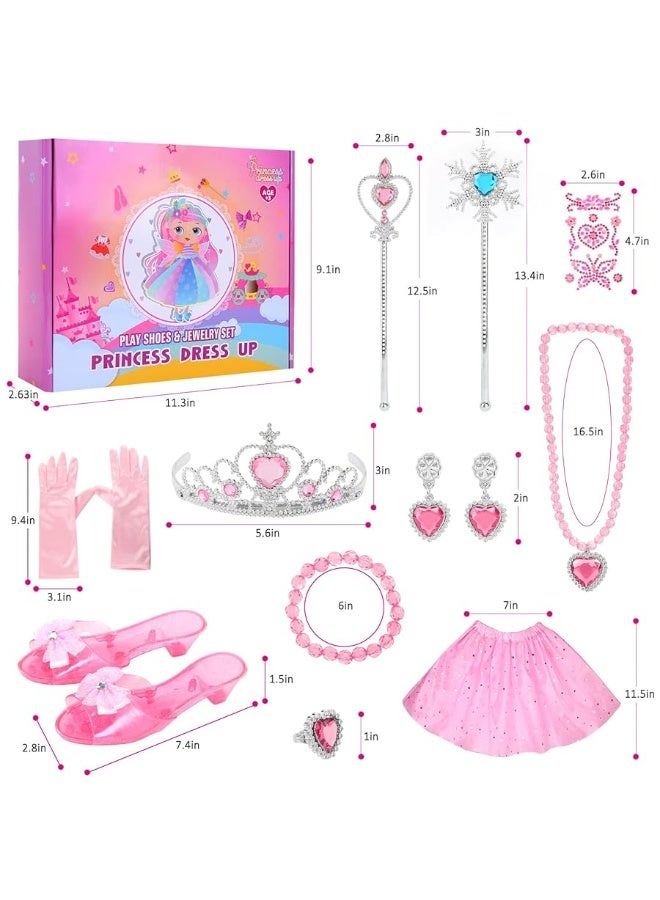Biange Princess Dress Up Clothes and Jewelry Boutique, Toys for Little Girls, Princess Costumes Gifts with Shoes, Dresses, Tiara, Necklaces, Gift Set for Toddler Girls Age 3 4 5 6 7 Years Old - Image 5