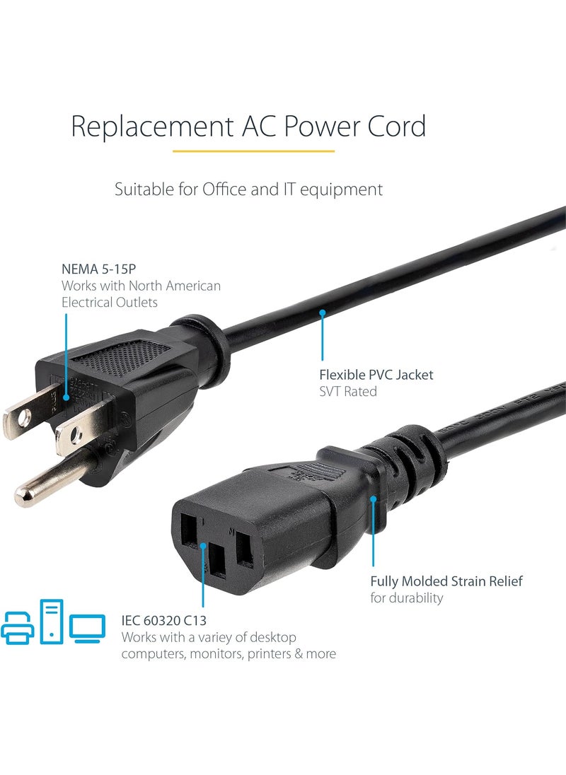 StarTech StarTechcom 10ft 3m Computer Power Cord NEMA 515P to C13 10A 125V 18AWG Black Replacement AC Power Cord Printer PC Power Supply Cable Monitor Power Cable  UL Listed PXT101 10  - Image 4