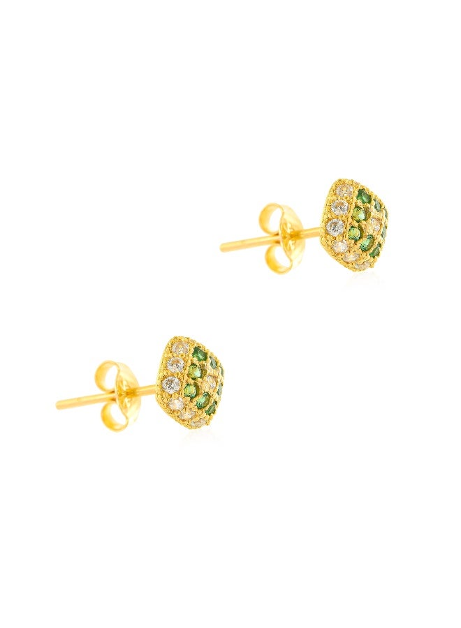 BAFLEH JEWELLERY Elegant Harmony 22K Yellow Gold Square Pendant Set with White & Green Stones  - Image 5
