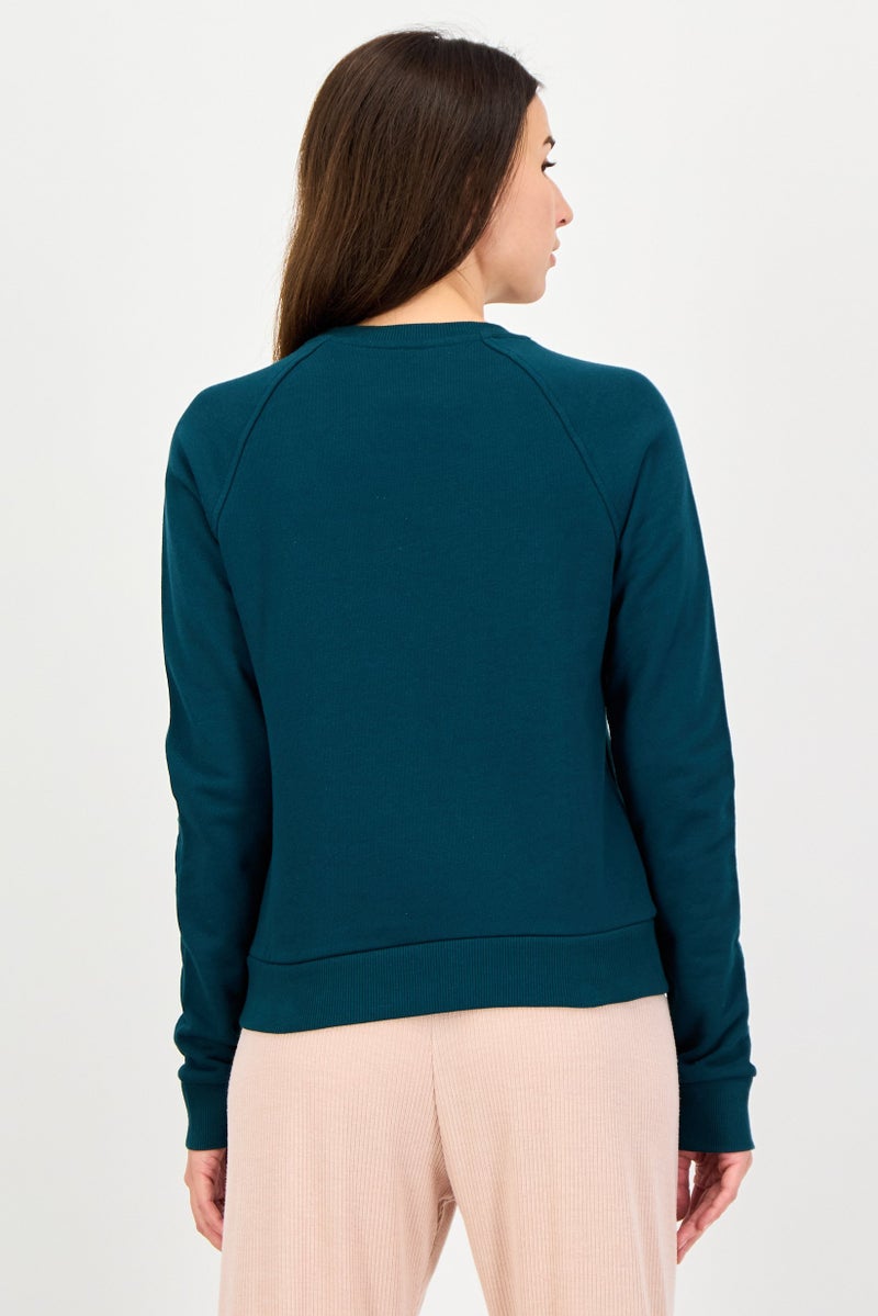 Reebok Women Sportswear Fit Long Sleeve Outdoor Sweatshirt, Teal Green - Image 2