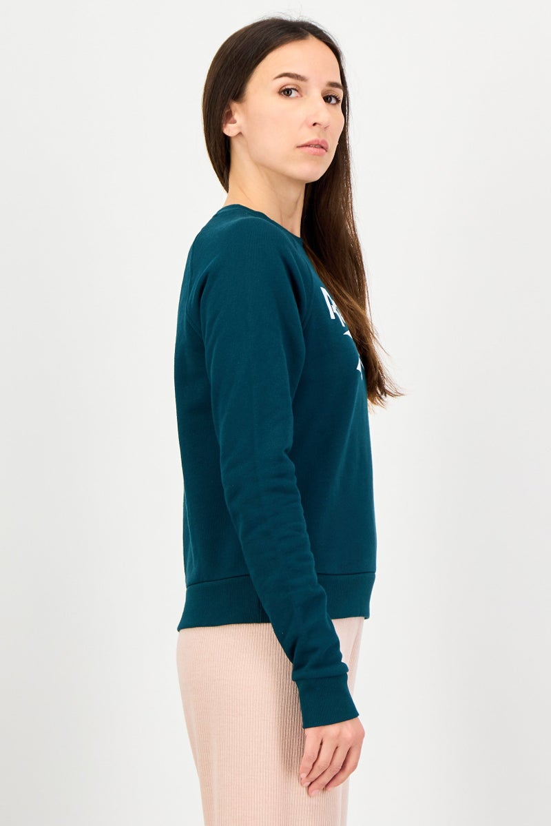 Reebok Women Sportswear Fit Long Sleeve Outdoor Sweatshirt, Teal Green - Image 4