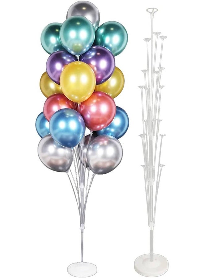 MOMENT طقم حامل البالونات، حامل بالونات طاولة بطول 130 سم مع 13 كوب بالون وعصي لتزيين حفلات عيد الميلاد، حفلات استقبال المواليد، حفلات الزفاف، حفلات التخرج، والاحتفالات - Image 1