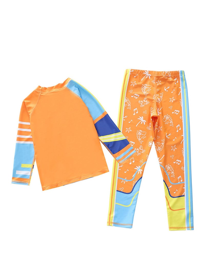 2pcs children's swimsuit boys one piece long sleeve long pants surfing swimsuit swimsuit - Image 2