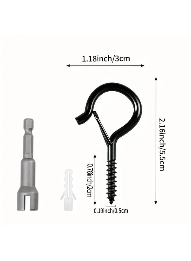 20 Black Heavy Duty Q Hanger Hooks With Safety Buckle For String Lights Wall Ceiling Mount - Image 3