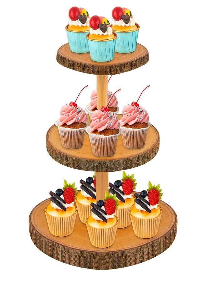 SogYupk Cupcake Stand Wood Dessert Stands 3-Tier Wood Cupcake Stand - Elegant Farmhouse Dessert Display for Weddings, Tea Parties, & More./Wedding Décor/Tea Party/Birthday/Graduation/Holiday. - Image 1