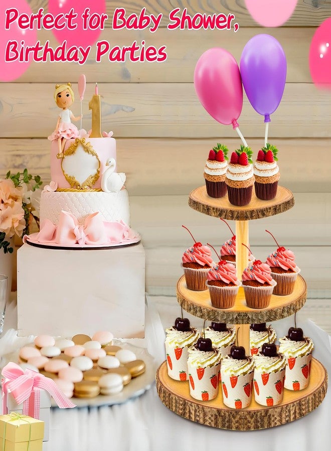 SogYupk Cupcake Stand Wood Dessert Stands 3-Tier Wood Cupcake Stand - Elegant Farmhouse Dessert Display for Weddings, Tea Parties, & More./Wedding Décor/Tea Party/Birthday/Graduation/Holiday. - Image 2