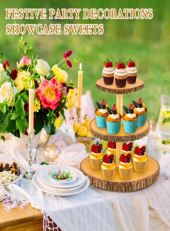 SogYupk Cupcake Stand Wood Dessert Stands 3-Tier Wood Cupcake Stand - Elegant Farmhouse Dessert Display for Weddings, Tea Parties, & More./Wedding Décor/Tea Party/Birthday/Graduation/Holiday. - Image 3