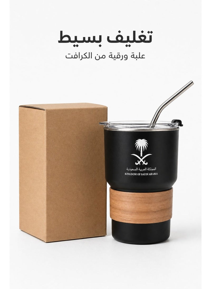 ELLEGLAM 500ml 304 Stainless Steel Coffee Mug – Saudi Logo Design, Portable Travel Mug for Hot and Cold Drinks, Includes Straw and Leakproof Heat-Resistant Lid – Ideal for Home, Office & Outdoor Use (Black) - Image 5