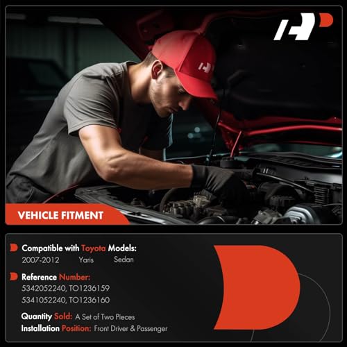 A-Premium Front Driver and Passenger Hood Hinges Compatible with Toyota Yaris 2007-2012 Sedan, Front Left and Right Side, 2-PC Set, Replace# 5342052240, 5341052240 - Image 2