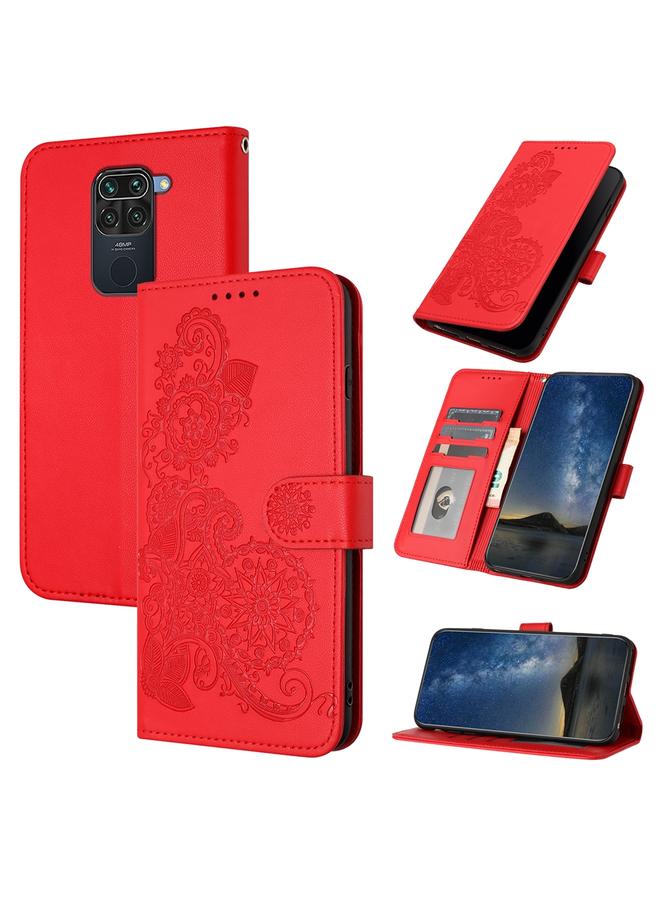 The Bros Case For Xiaomi Redmi NOTE 9 4G Global Datura Flower Embossed Flip Leather Phone Case