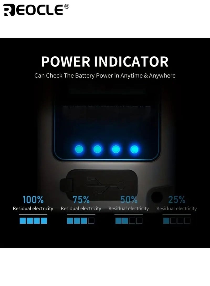 ريوكل مصباح يدوي صغير LED فائق السطوع 3 أوضاع USB قابلة للشحن مع شاشة عرض طاقة البطارية حجم الجيب لمغامرة التخييم في الهواء الطلق والاستخدام في حالات الطوارئ - Image 3