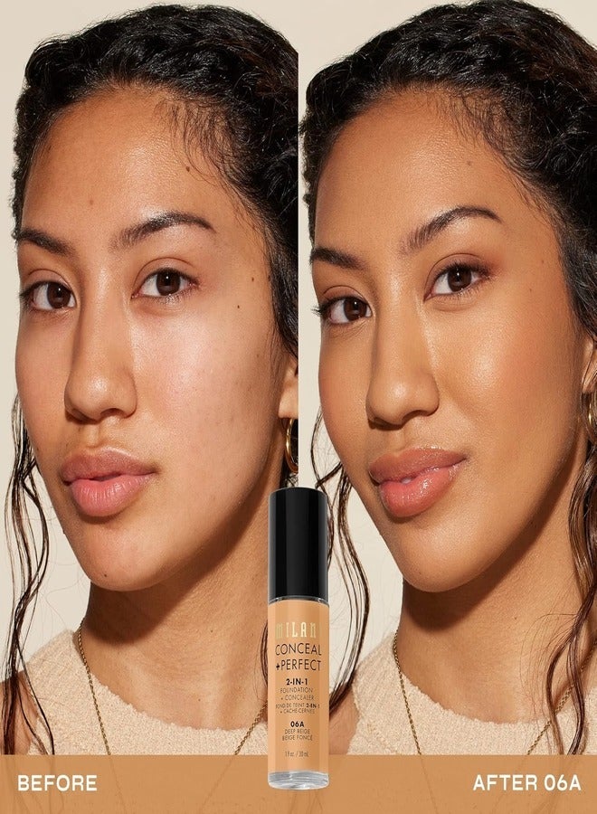 MILANI Milani Cosmetics Conceal + Perfect 2-In-1 Foundation + Concealer 06A Deep Beige 30ml – Full Coverage, Lightweight, Long-Lasting, Water-Resistant, Oil-Free, Vegan & Cruelty-Free - Image 2