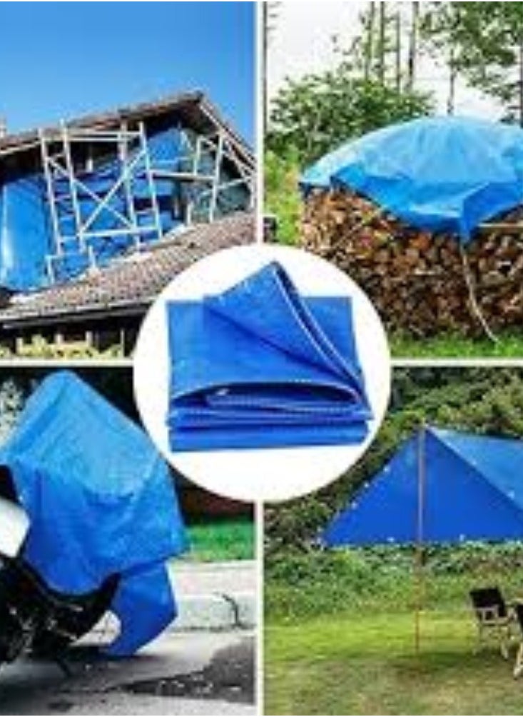 KNP - Blue Ground Cover Tarpaulin Sheet Measuring 5X8 Meters Is A Robust And Versatile Outdoor Covering Designed To Provide Durable Protection From Weather Elements And Offer Temporary Shelter. - Image 1