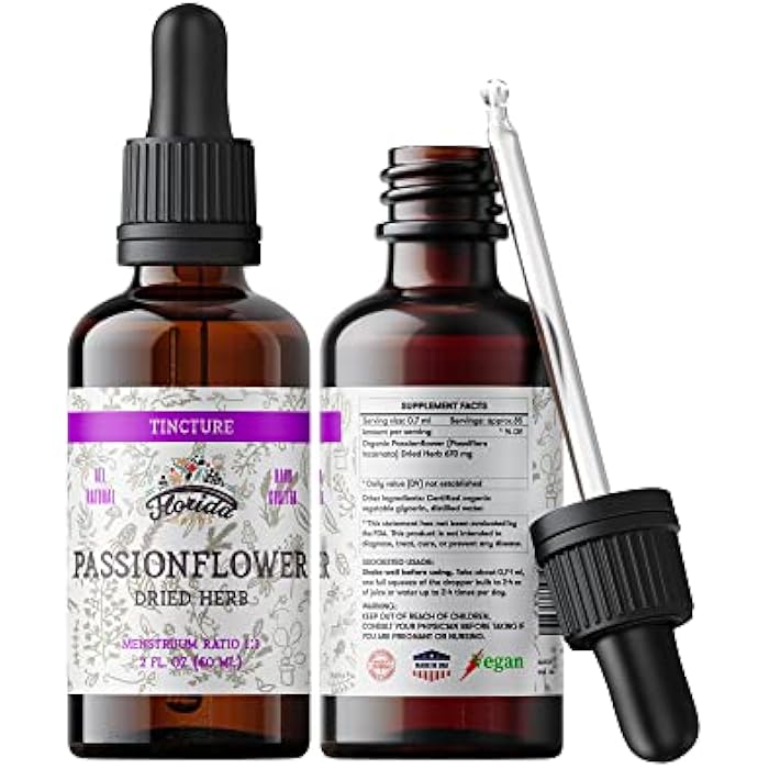 FLORIDA HERBS Passionflower Tincture, Organic Passionflower Extract, Passionflower Drops (Passiflora Incarnata) Dried Herbs - Image 1