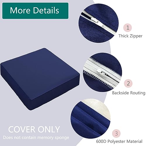 Sqodok Patio Cushion Covers 24x24 inch, Waterproof Outdoor Cushion Covers Replacement 4Pack Patio Cushion Slicovers for Sectional Sofa, Wicker Chair, Blue - Image 2