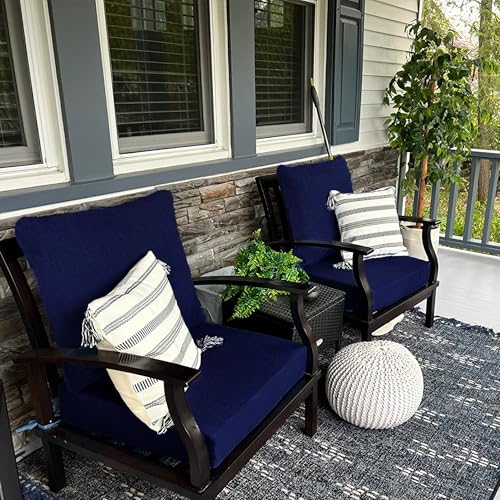 Sqodok Patio Cushion Covers 24x24 inch, Waterproof Outdoor Cushion Covers Replacement 4Pack Patio Cushion Slicovers for Sectional Sofa, Wicker Chair, Blue - Image 5
