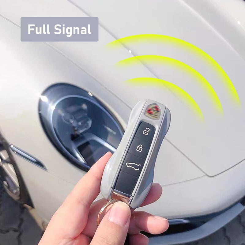 Jaronx Compatible with Porsche Key Fob Cover for Cayenne Panamera 2018-2024, Carrera Taycan 2020-2024 (Chalk-New/Light Grey) - Image 2