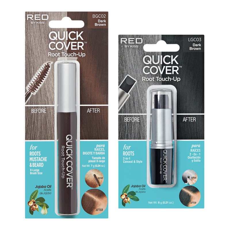 Red by Kiss RED by Kiss Quick Cover Gray Hair Touch Up Root Touch Up Moisturize and Shine Brush Type  Stick Type Set Dark Brown