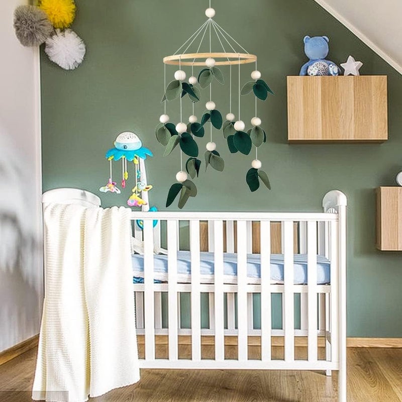Crib Cute Wind Chimes, Felt Leaves Bohemian Style - Suitable for Boys and Girls Cradle Pendant - Image 5