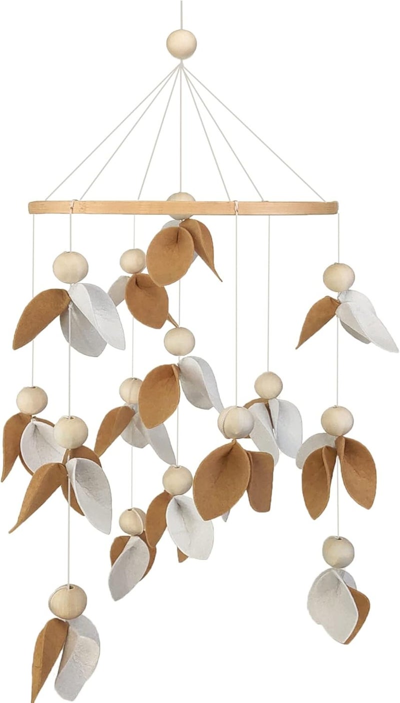 Crib Cute Wind Chimes, Felt Leaves Bohemian Style - Suitable for Boys and Girls Cradle Pendant - Image 2