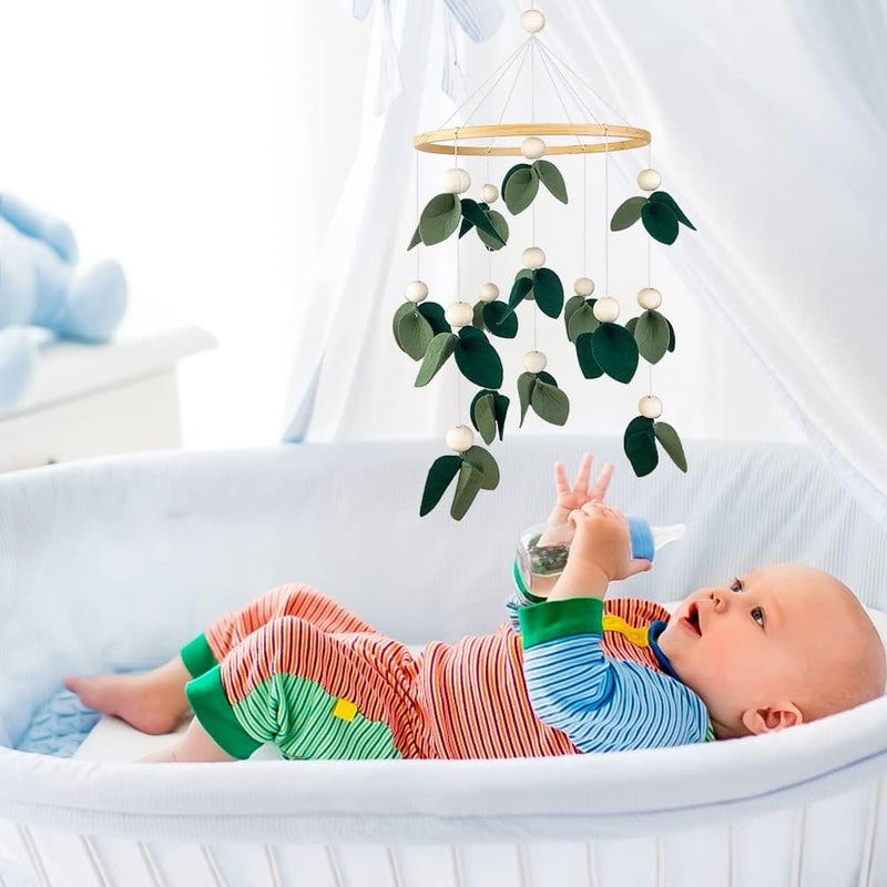 Crib Cute Wind Chimes, Felt Leaves Bohemian Style - Suitable for Boys and Girls Cradle Pendant - Image 4
