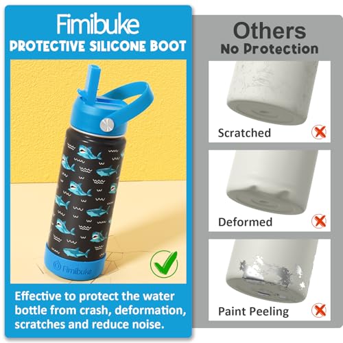 Fimibuke Kids Insulated Water Bottle, 18oz BPA FREE Kids Cups with Straw Double Wall Vacuum Tumbler 18/8 Stainless Steel Leak Proof Toddler Water Bottle for School Boys Girls (2 Pack, Dinosaur/Shark) - Image 5