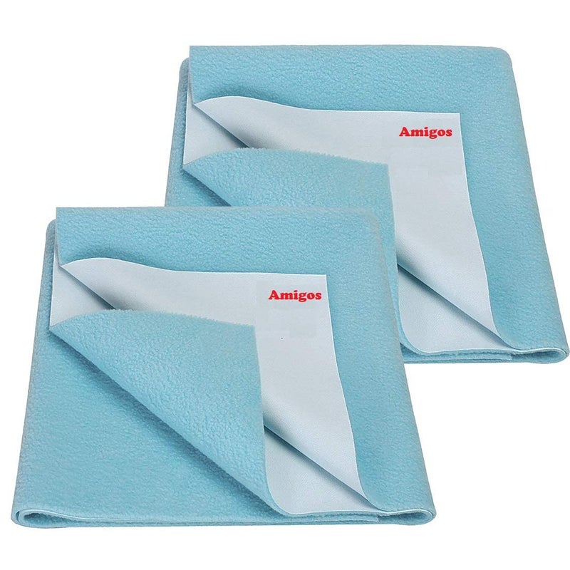 Amigos 2 Pieces Waterproof Baby Bed Protector Dry Sheets for New Born Babies Reusable Mats Cot Bassinet XLarge200x140cm Sky Blue - Image 1
